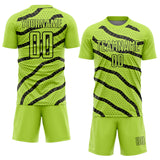 Custom Neon Green Black Lines And Dots Sublimation Soccer Uniform Jersey