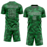 Custom Kelly Green White Geometric Shapes Sublimation Soccer Uniform Jersey