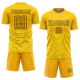 Custom Gold Black Geometric Shapes Sublimation Soccer Uniform Jersey