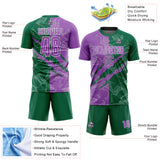 Custom Graffiti Pattern Medium Purple-Kelly Green Scratch Sublimation Soccer Uniform Jersey