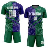 Custom Graffiti Pattern Dark Purple-Kelly Green Scratch Sublimation Soccer Uniform Jersey