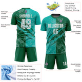 Custom Graffiti Pattern Aqua-Kelly Green Scratch Sublimation Soccer Uniform Jersey