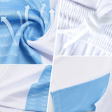 Custom Graffiti Pattern Thunder Blue-Light Blue Scratch Sublimation Soccer Uniform Jersey