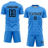 Custom Powder Blue Black Geometric Shapes Sublimation Soccer Uniform Jersey