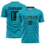 Custom Teal Black Geometric Shapes Sublimation Soccer Uniform Jersey