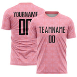 Custom Medium Pink Black-Light Pink Geometric Shapes Sublimation Soccer Uniform Jersey