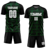 Custom Black White-Green Line Sublimation Soccer Uniform Jersey