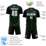 Custom Black White-Green Line Sublimation Soccer Uniform Jersey