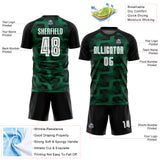 Custom Black White-Kelly Green Line Sublimation Soccer Uniform Jersey