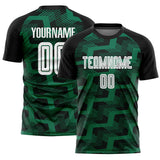 Custom Black White-Kelly Green Line Sublimation Soccer Uniform Jersey