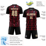 Custom Black Cream-Crimson Line Sublimation Soccer Uniform Jersey