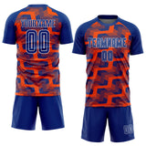 Custom Royal Orange-White Line Sublimation Soccer Uniform Jersey