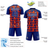 Custom Royal Orange-White Line Sublimation Soccer Uniform Jersey