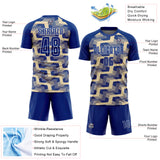 Custom Royal Cream-White Line Sublimation Soccer Uniform Jersey