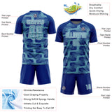 Custom Royal Shadow Blue-White Line Sublimation Soccer Uniform Jersey