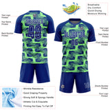 Custom Royal Pea Green-White Line Sublimation Soccer Uniform Jersey