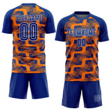 Custom Royal Bay Orange-White Line Sublimation Soccer Uniform Jersey