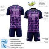 Custom Navy Medium Purple-White Line Sublimation Soccer Uniform Jersey