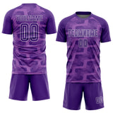 Custom Purple Medium Purple-White Line Sublimation Soccer Uniform Jersey