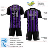 Custom Black Purple-White Line Sublimation Soccer Uniform Jersey