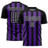 Custom Black Purple-White Line Sublimation Soccer Uniform Jersey