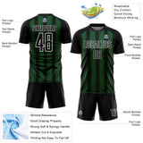 Custom Black Green-White Line Sublimation Soccer Uniform Jersey