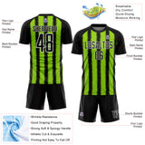 Custom Black Neon Green-White Line Sublimation Soccer Uniform Jersey