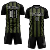 Custom Black Olive-White Line Sublimation Soccer Uniform Jersey