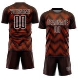 Custom Brown Orange-White Line Sublimation Soccer Uniform Jersey