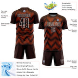 Custom Brown Orange-White Line Sublimation Soccer Uniform Jersey