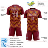 Custom Crimson Gold-White Line Sublimation Soccer Uniform Jersey