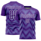 Custom Purple Light Blue-White Line Sublimation Soccer Uniform Jersey