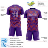 Custom Purple Orange-White Line Sublimation Soccer Uniform Jersey