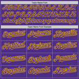 Custom Purple Gold Pinstripe Gold Two-Button Unisex Softball Jersey