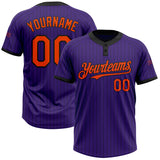 Custom Purple Black Pinstripe Orange Two-Button Unisex Softball Jersey