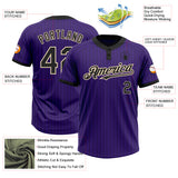 Custom Purple Black Pinstripe Cream Two-Button Unisex Softball Jersey