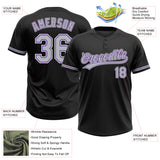 Custom Black Gray-Purple Two-Button Unisex Softball Jersey