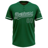 Custom Kelly Green White Two-Button Unisex Softball Jersey