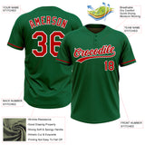 Custom Kelly Green Red-White Two-Button Unisex Softball Jersey