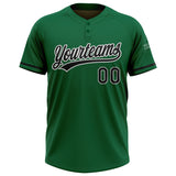 Custom Kelly Green Black-White Two-Button Unisex Softball Jersey