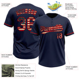 Custom Navy Vintage USA Flag-Red Two-Button Unisex Softball Jersey