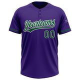 Custom Purple Kelly Green-White Two-Button Unisex Softball Jersey