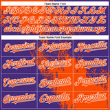 Custom Orange Purple-White 3D Pattern Abstract Brush Stroke Two-Button Unisex Softball Jersey