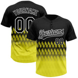 Custom Black Light Yellow-White 3D Pattern Lines Two-Button Unisex Softball Jersey