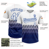 Custom White Royal 3D Pattern Lines Two-Button Unisex Softball Jersey