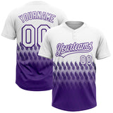 Custom White Purple 3D Pattern Lines Two-Button Unisex Softball Jersey