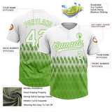 Custom White Neon Green 3D Pattern Lines Two-Button Unisex Softball Jersey