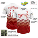 Custom White Red 3D Pattern Lines Two-Button Unisex Softball Jersey