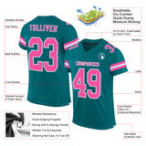 Custom Teal Pink-White Mesh Authentic Football Jersey