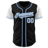 Custom Black Light Blue-White Authentic Two Tone Baseball Jersey